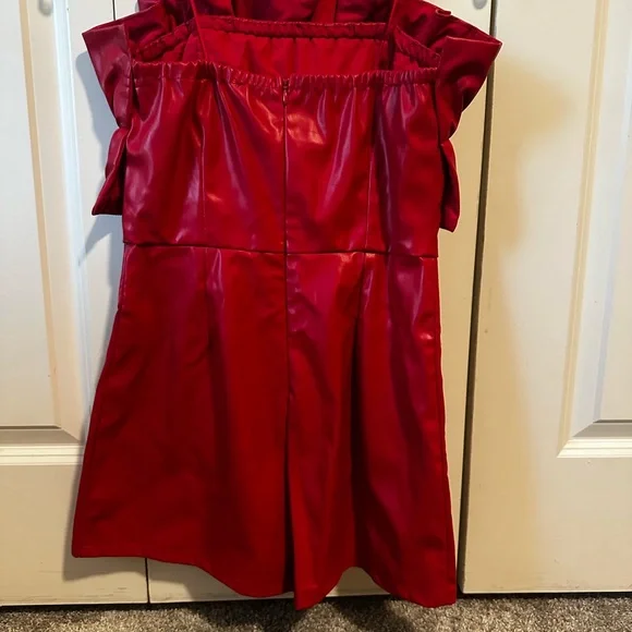 Red Strapless Ruffle Mini Dress - Picture 2 of 4